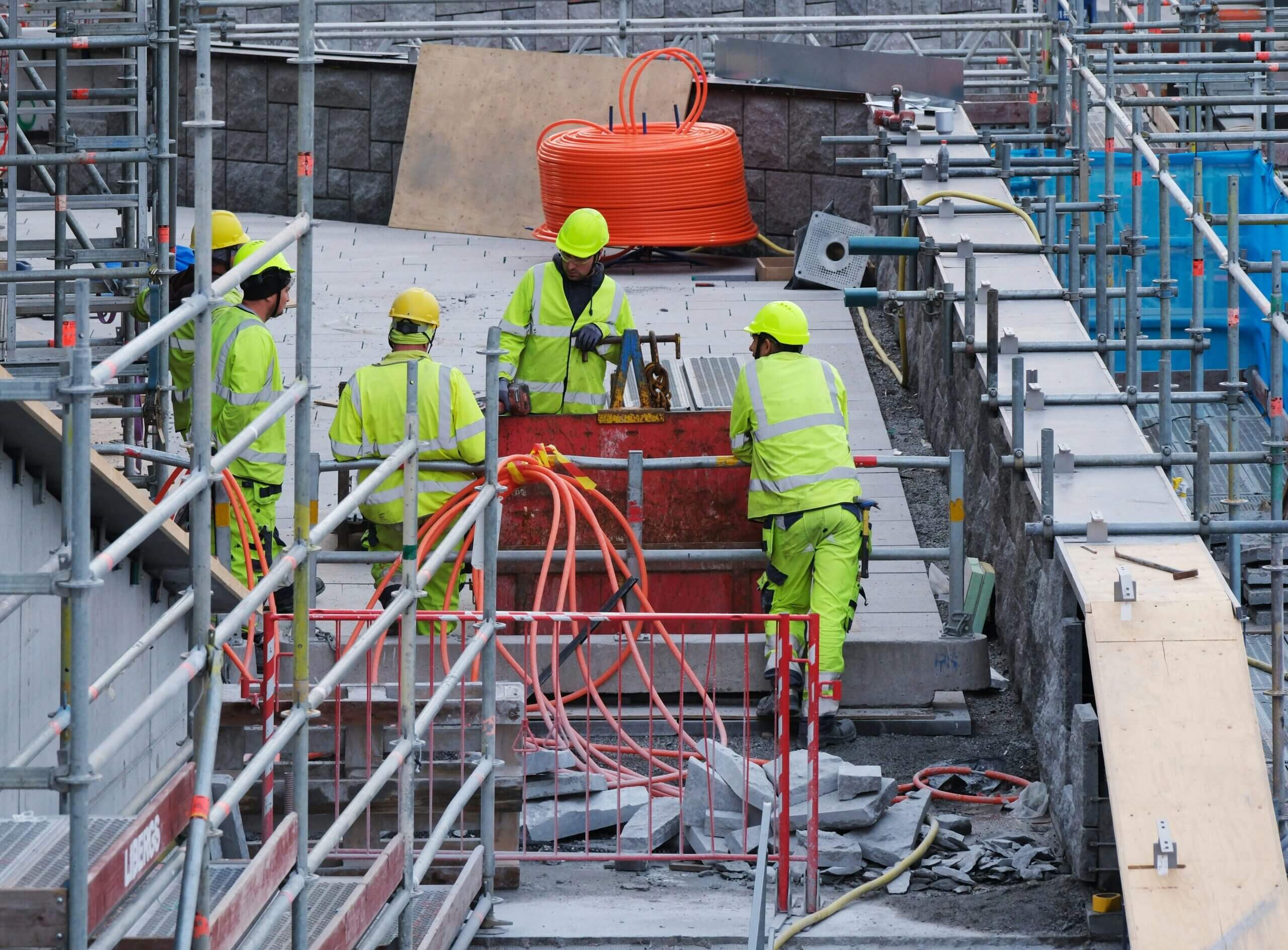 Construction workers in safety gear