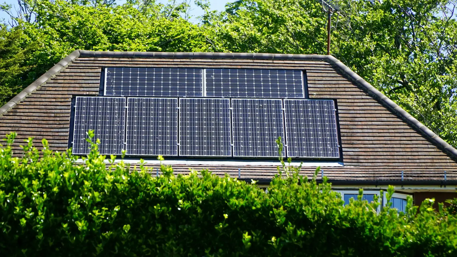 House with solar panels on roof